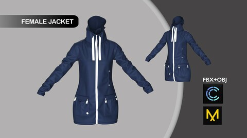 Female Jacket. Marvelous Designer/Clo3d project + OBJ + FBX