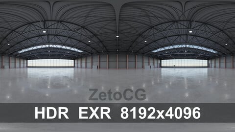 HDRI - Airplane Hangar Interior 7b - 8192x4096