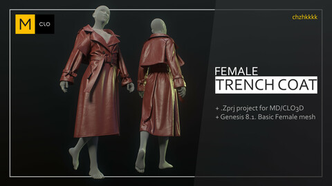 Female Trench coat project MD/CLO3D