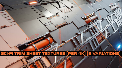 Sci fi Trim sheet texture 3 Variations