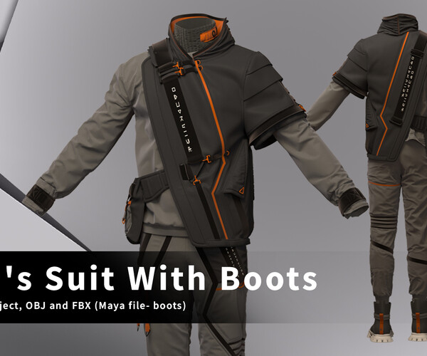 ArtStation - Men's suit with boots | Game Assets