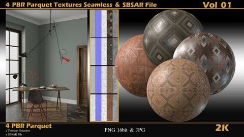 4_PBR_Parquet_Textures_Seamless_and_SBSAR_File_2K Vol_01