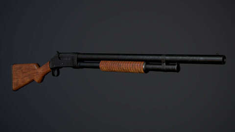 Winchester M1897 PBR Low-Poly Game Ready