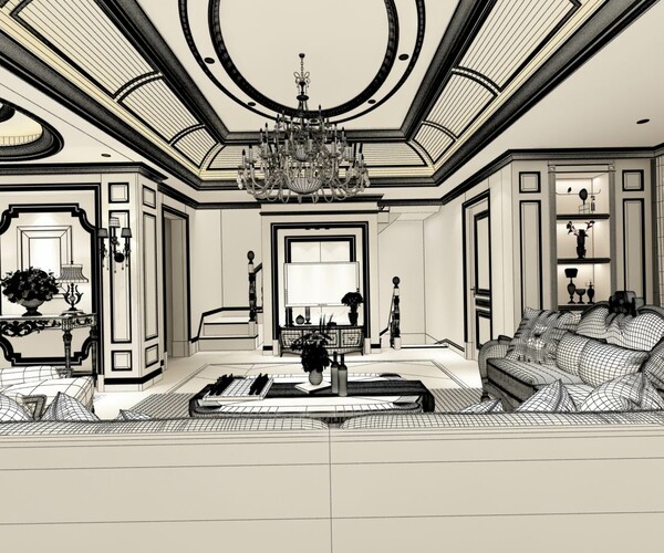 ArtStation - European-style living room design 06 | Resources