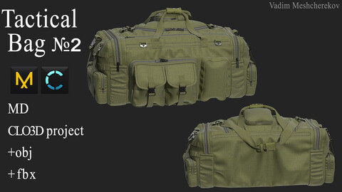 Tactical Bag №2. Marvelous Designer / Clo 3D project +obj/fbx