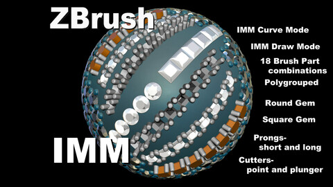 Jewery Tool- IMM Curve Brush- Gems and Cutters for ZBrush V2