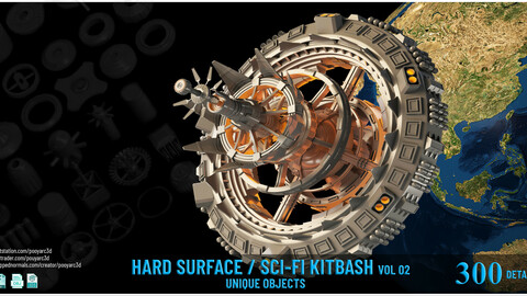 300 Details Hard Surface _Sci-Fi Kitbash VOL 02