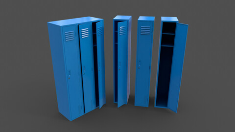 PBR School Gym Locker 03 - Blue Light