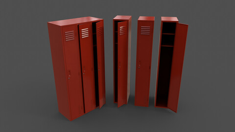 PBR School Gym Locker 03 - Red