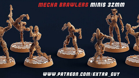 Mecha Brawlers 32mm 3D Printable (15 assets) Unsupported