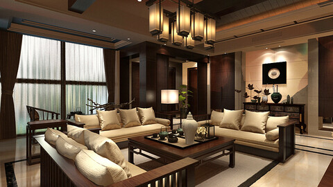 ArtStation - Chinese living room design 05 | Resources