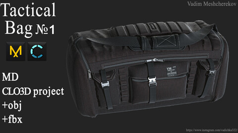 Tactical Bag №1. Marvelous Designer / Clo 3D project +obj/fbx
