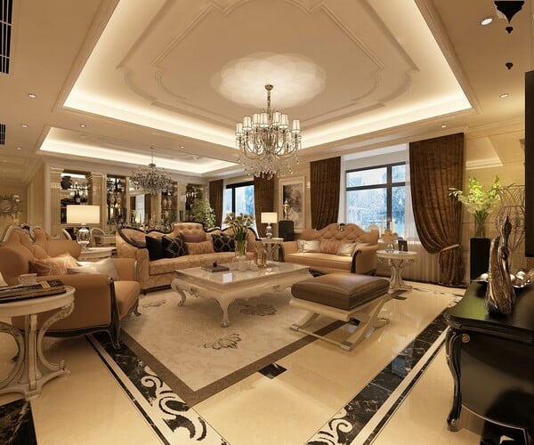 ArtStation - Fashion luxury villa reception living room - 70 | Resources