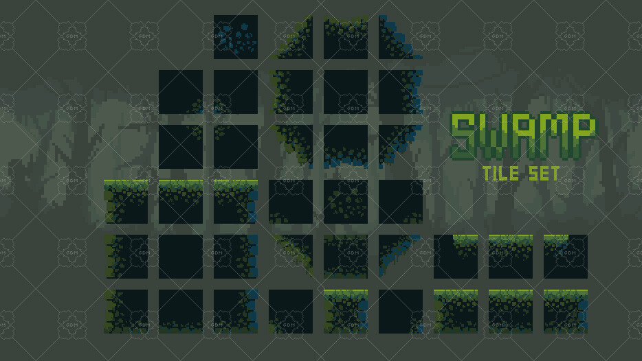 Free Swamp Game Tileset Pixel Art 