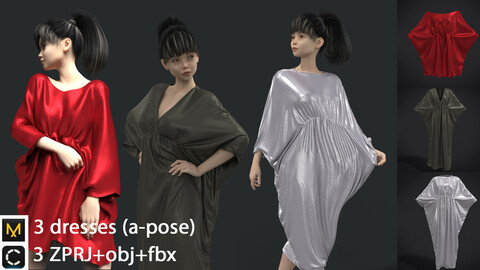 3 dresses\clo3d/marvelous designer