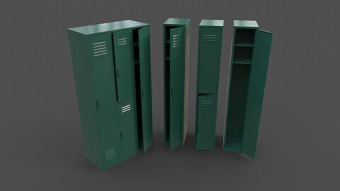 PBR School Gym Locker 04 - Green Dark