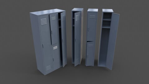 PBR School Gym Locker 04 - Grey