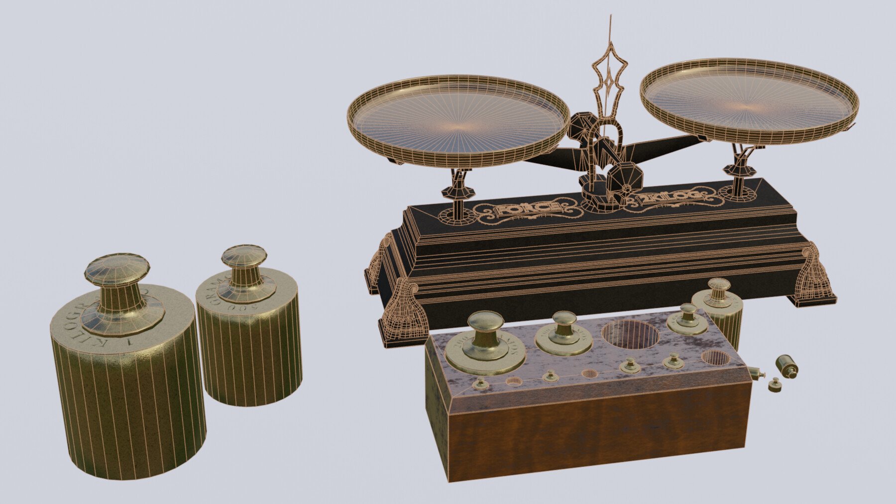 ArtStation - Rigged vintage balance scale with weights | Resources