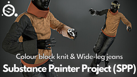 Substance Painter (.SPP) : Colour block knit & wide-leg jeans