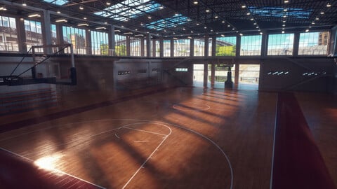 Realistic Indoor Basketball Court NBA Arena Practice Range Training Ground Gymnasium Indoor Gymnasium Floor Training Base Arena Playground Sports