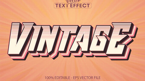 Vintage text, 70s and 80s text style and editable text effect