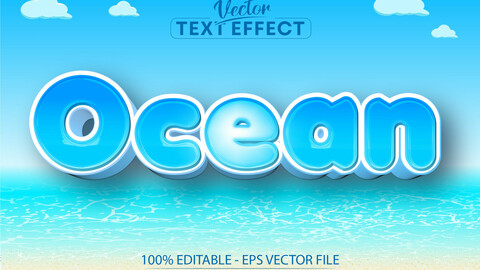 Ocean text, cartoon style editable text effect