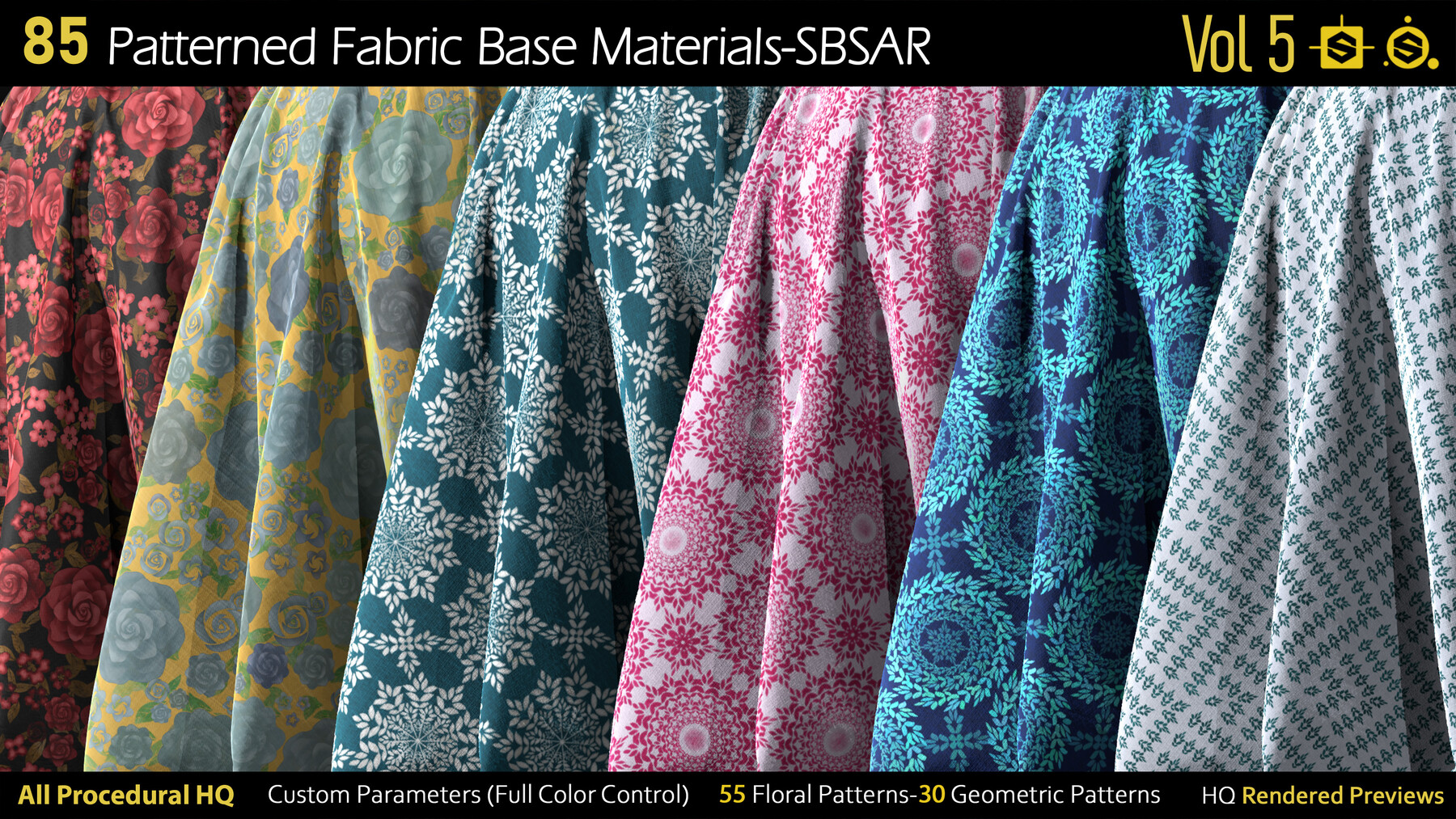 ArtStation 85 Patterned Fabric Base MaterialsSBSAR Game Assets