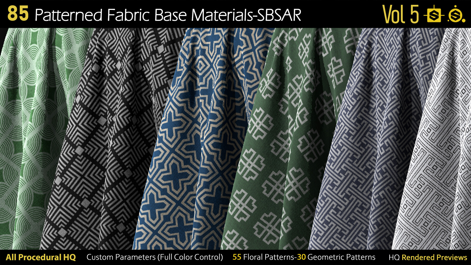 ArtStation 85 Patterned Fabric Base MaterialsSBSAR Game Assets