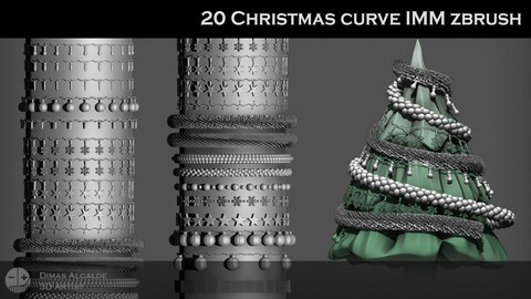 20 Christmas  IMM Curve Zbrush Brushes (Blender)