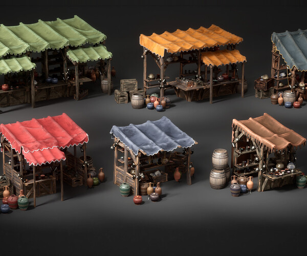 ArtStation - EXE Medieval Shop - Pottery Stands Pack | Game Assets