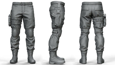 Military Tactical Pants (High-Poly models)(ztl/obj files)