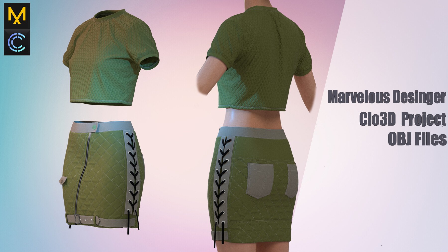 pattern skirt clo3d