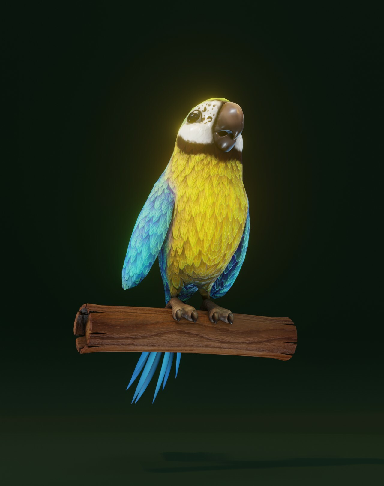 ArtStation - Cartoon Ara Parrot Yellow-Blue Rigged 3D Model | Game Assets