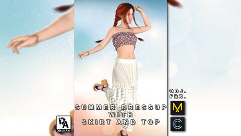 Summer dressup with skirt and top - Marvelous Designer / Clo