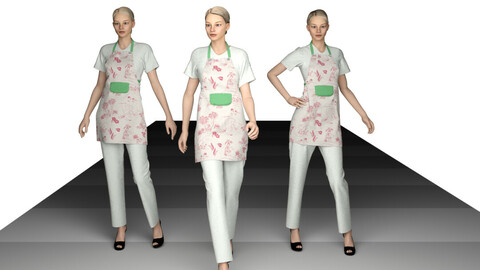 Three ladies in aprons