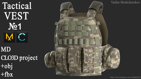 Tactical VEST №1. Marvelous Designer / Clo 3D project +obj/fbx