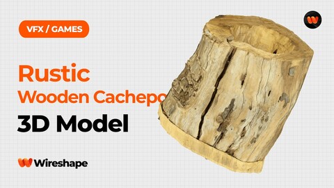 Rustic Wooden Cachepot Raw Scanned 3D Model