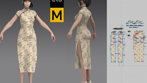 cheongsam Chi-pao chirpaur cheong-sam Marvelous Designer project