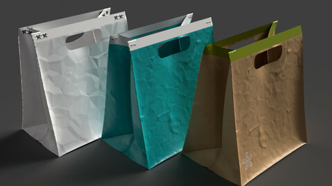 Fashion portable paper bag 3D model