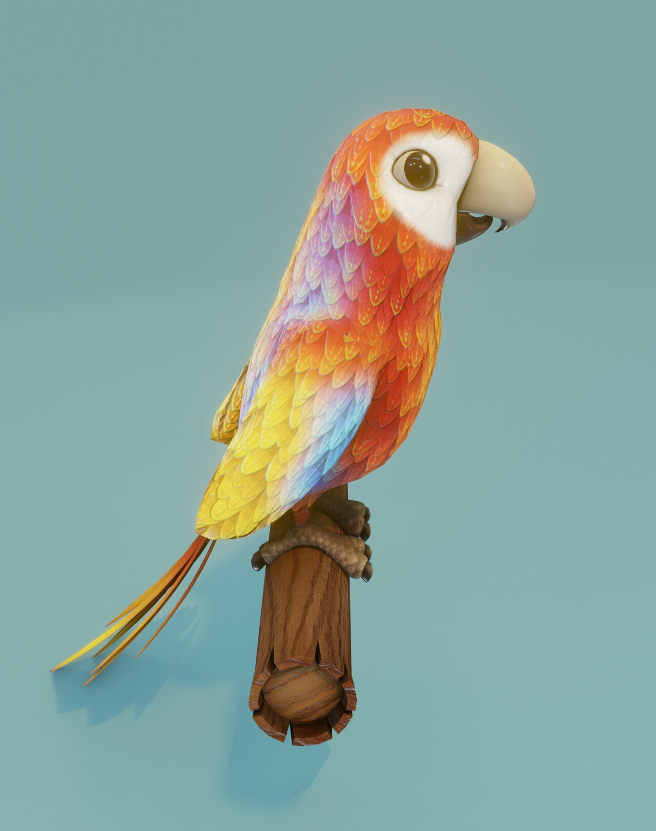 ArtStation - Cartoon Ara Parrot Red-Yellow-Blue 3D Model | Game Assets