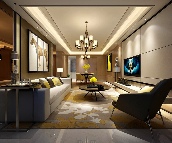 ArtStation - Stylish avant-garde living room design 140 | Resources