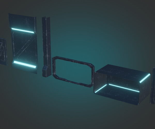 ArtStation Stylized Space station room PBR game ready Lowpoly 3D