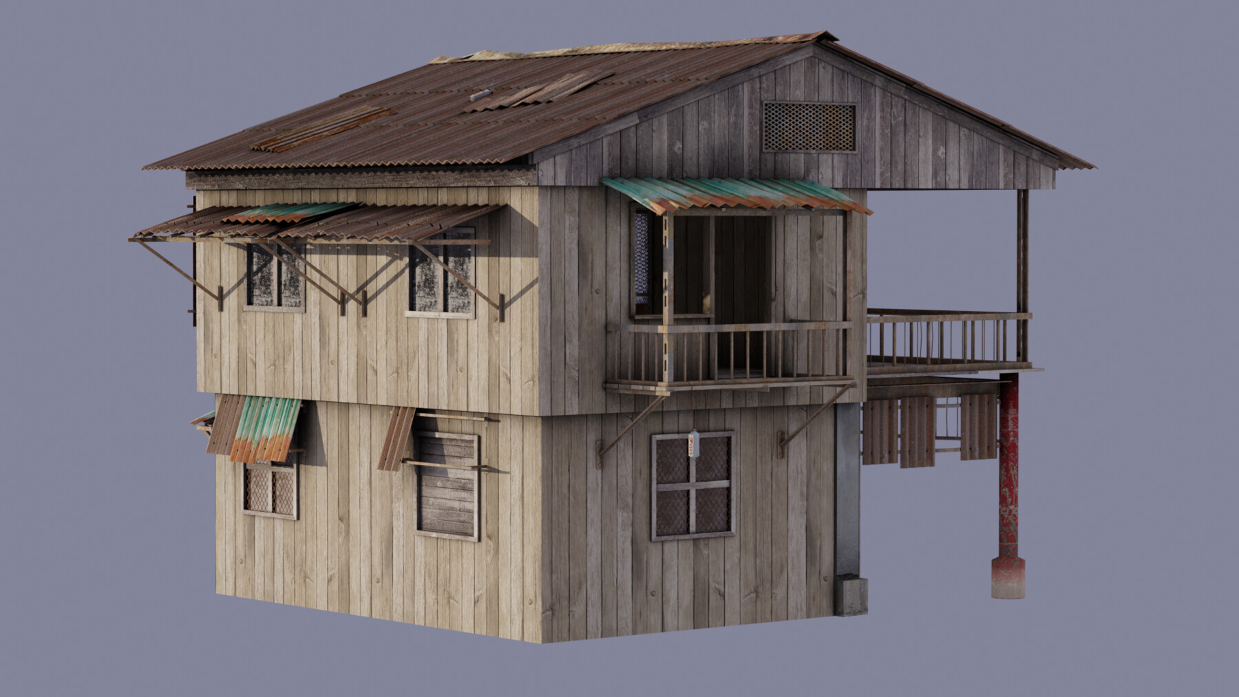 ArtStation - Post - apocalyptic Building | House | Wooden | Old | Game ...