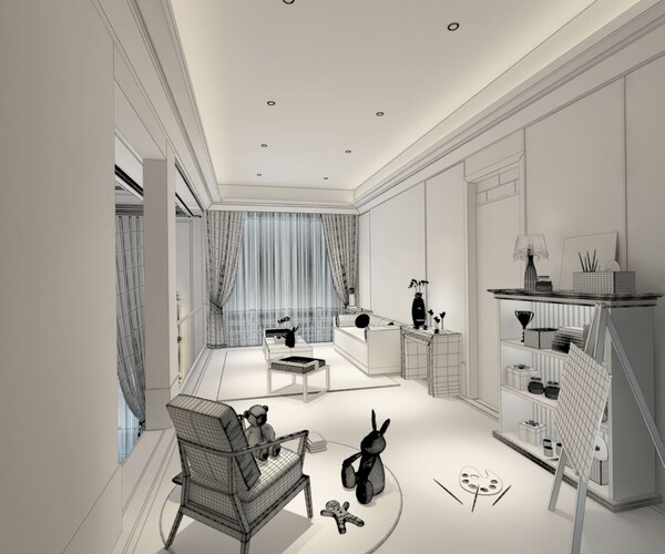 ArtStation - Stylish family living room design 01 | Resources