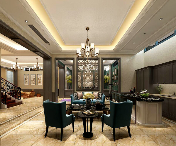 ArtStation - Stylish family living room design 05 | Resources
