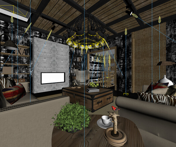 ArtStation - Stylish family living room design 07 | Resources