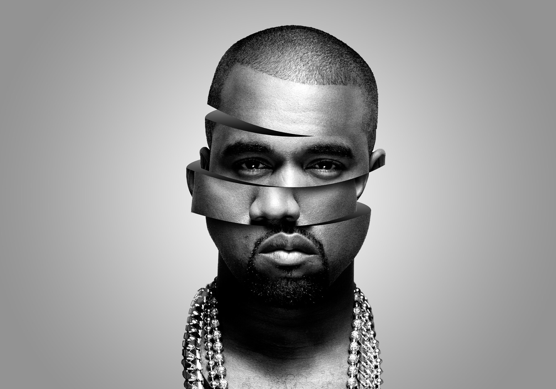 kanye west face black and white