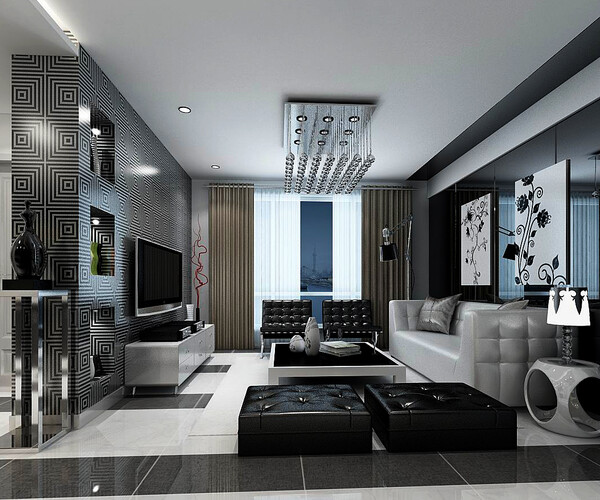 ArtStation - Modern fashion style interior living room -029 | Resources