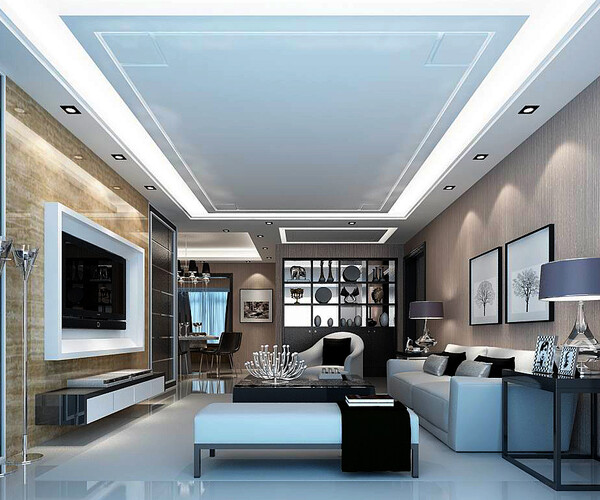 ArtStation - Modern fashion style interior living room -030 | Resources