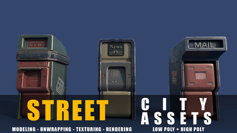 news stand series old game ready street assets low poly and high poly